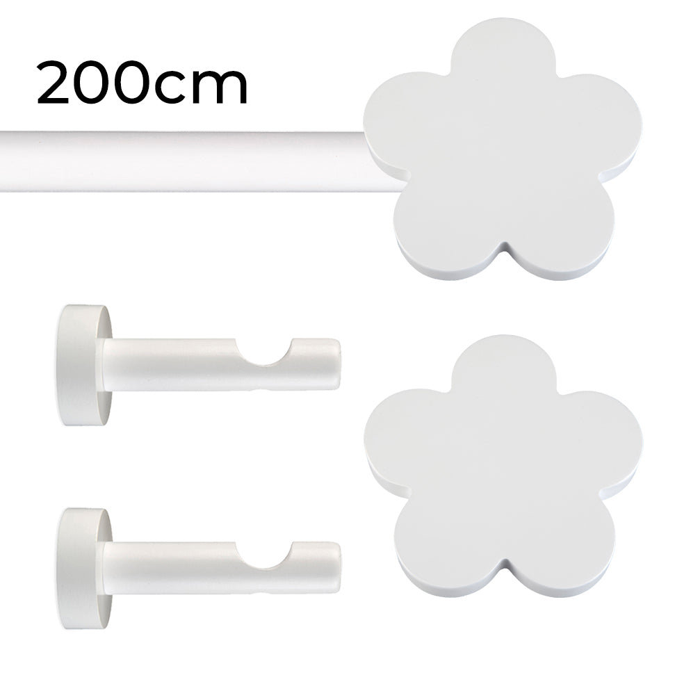 Tringle à rideau Ø22mm Fleur blanche Installation au mur