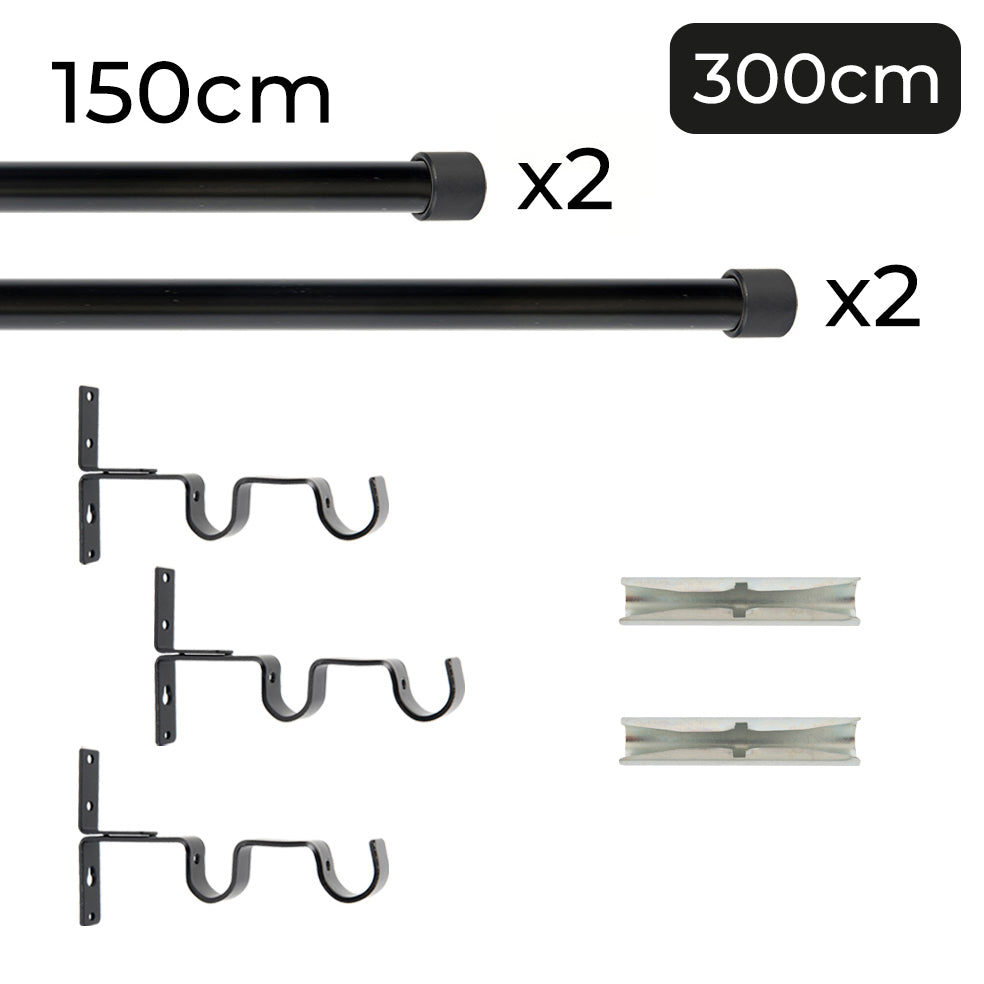 Tringle à rideau double Ø22mm Bouchon Installation au plafond