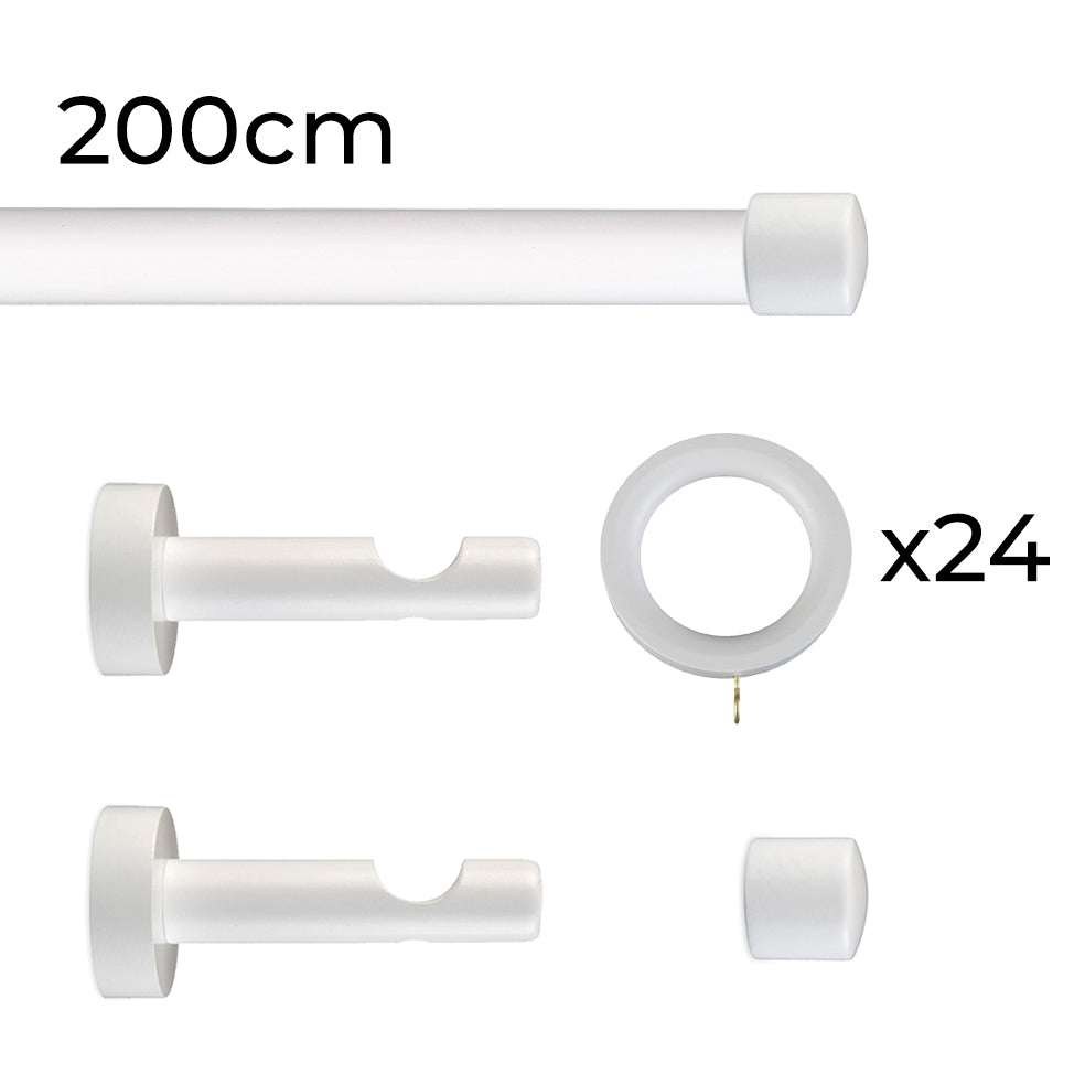Tringle à rideau Ø22mm Bouchon Avec anneaux Installation au mur