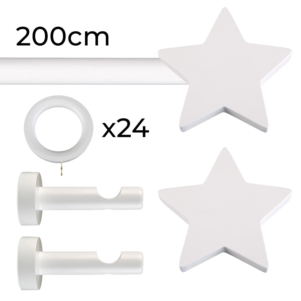 Tringle à rideau Ø22mm Étoile Avec anneaux Installation au mur