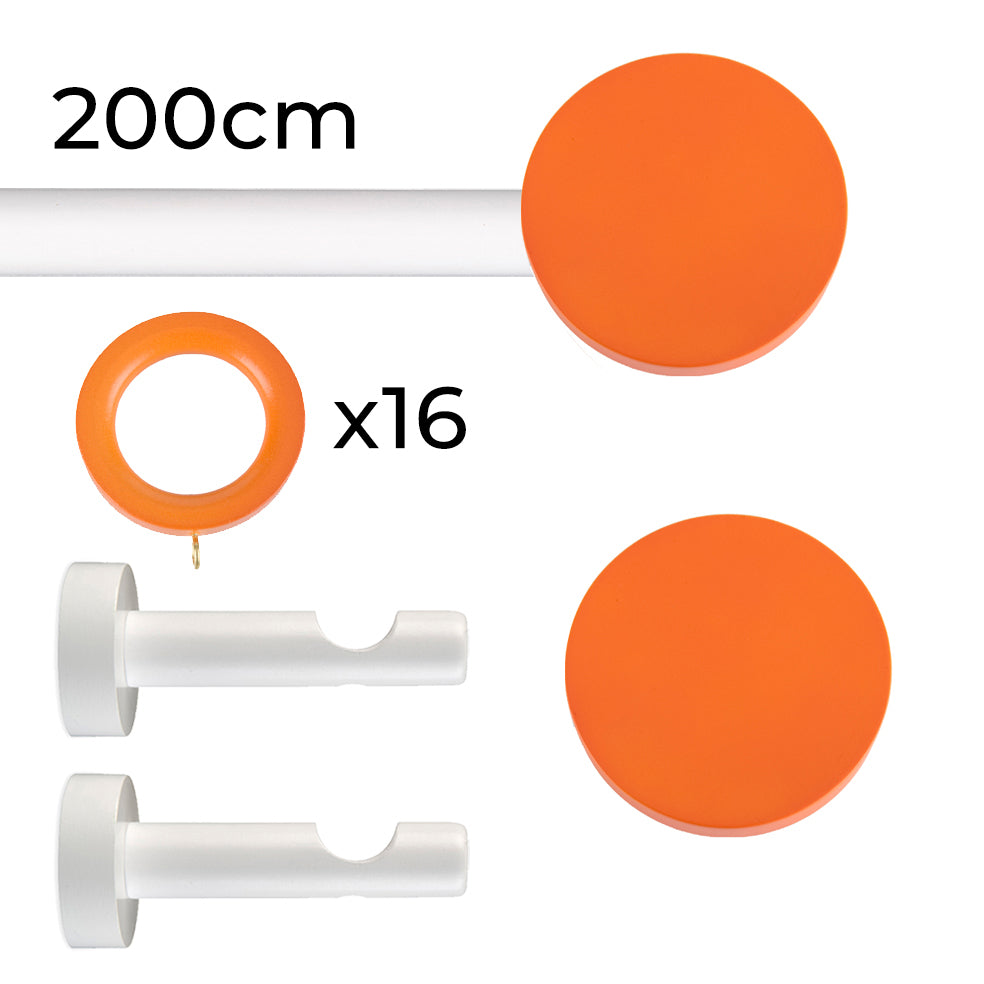 Tringle à rideau Ø22mm Cercle orange Avec anneaux Installation au mur