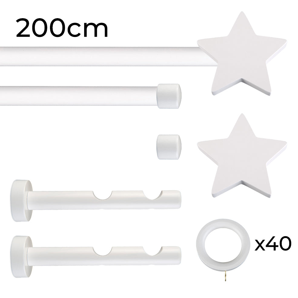 Tringle à rideau double Ø22mm Étoile Avec anneaux Installation au mur