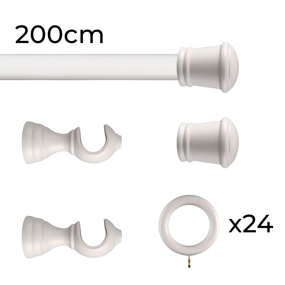 Tringle à rideau Ø30mm Cône Avec anneaux Installation au mur