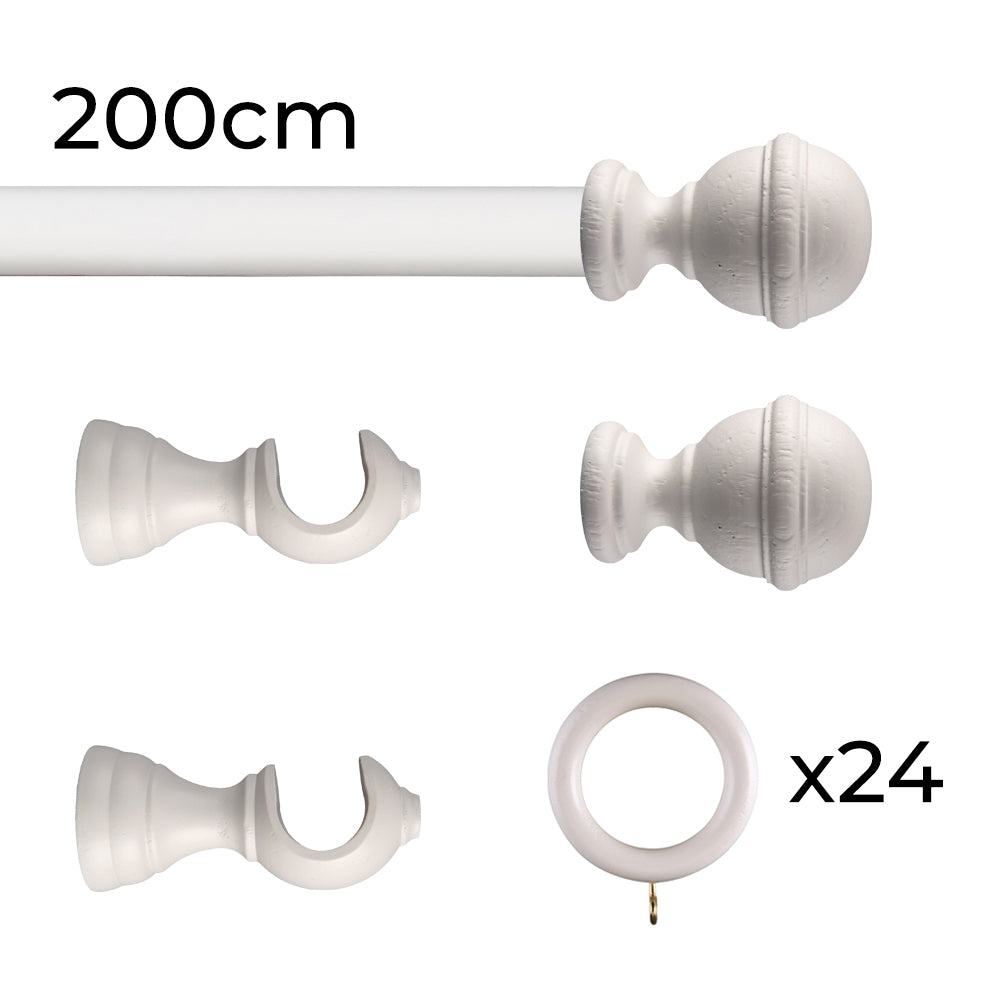 Tringle à rideau Ø30mm Sphère Avec anneaux Installation au mur