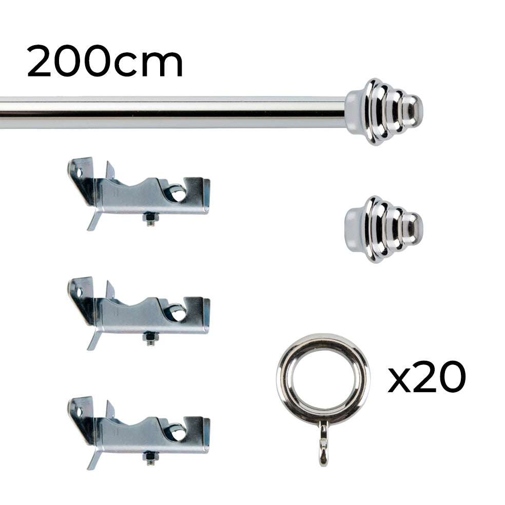 Tringle à rideau Ø12mm Pyramidal Avec anneaux Installation au mur