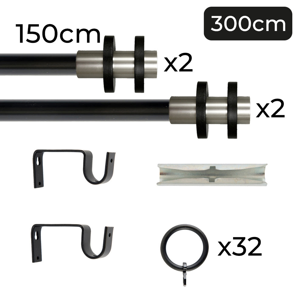 Tringle à rideau Ø22mm Cerceaux Avec anneaux Installation au mur