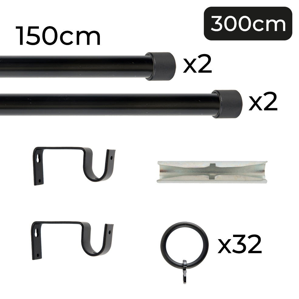 Tringle à rideau Ø22mm Bouchon Avec anneaux Installation au mur