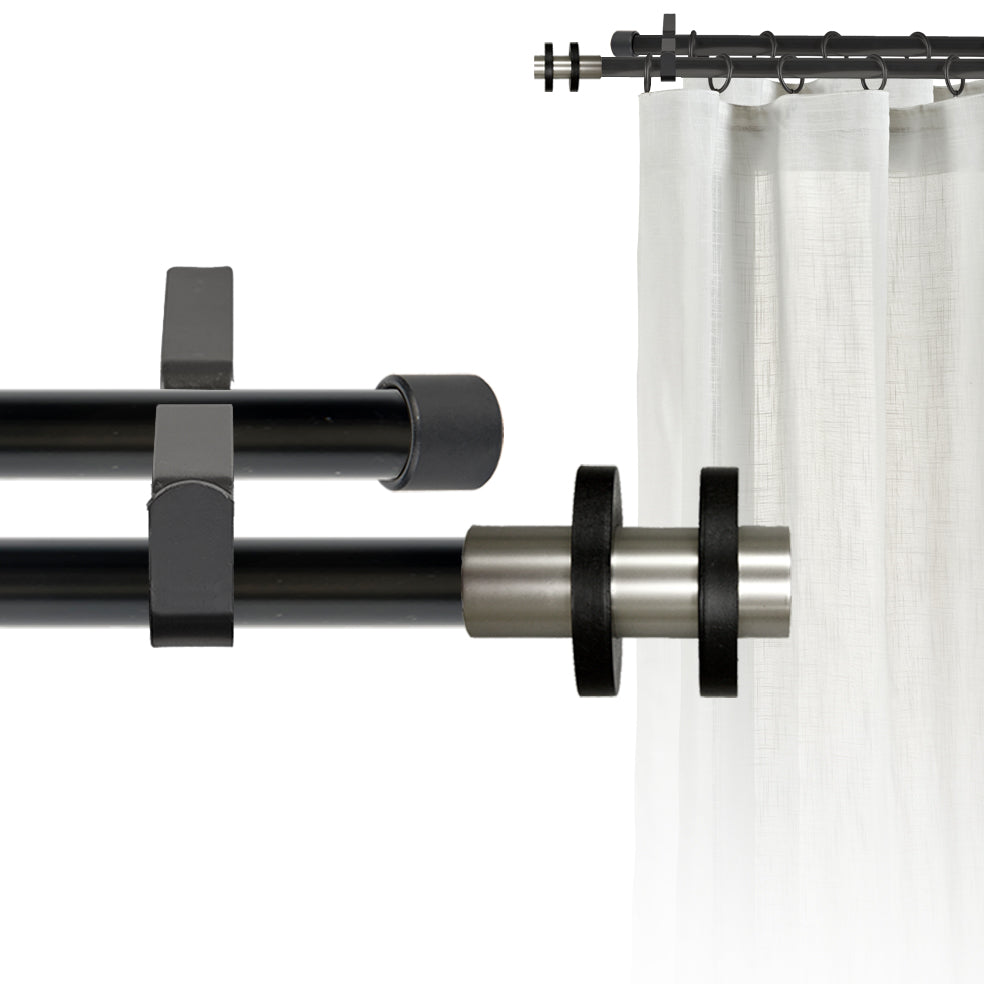 Tringle à rideau double Ø22mm Cerceaux Avec anneaux Installation au mur