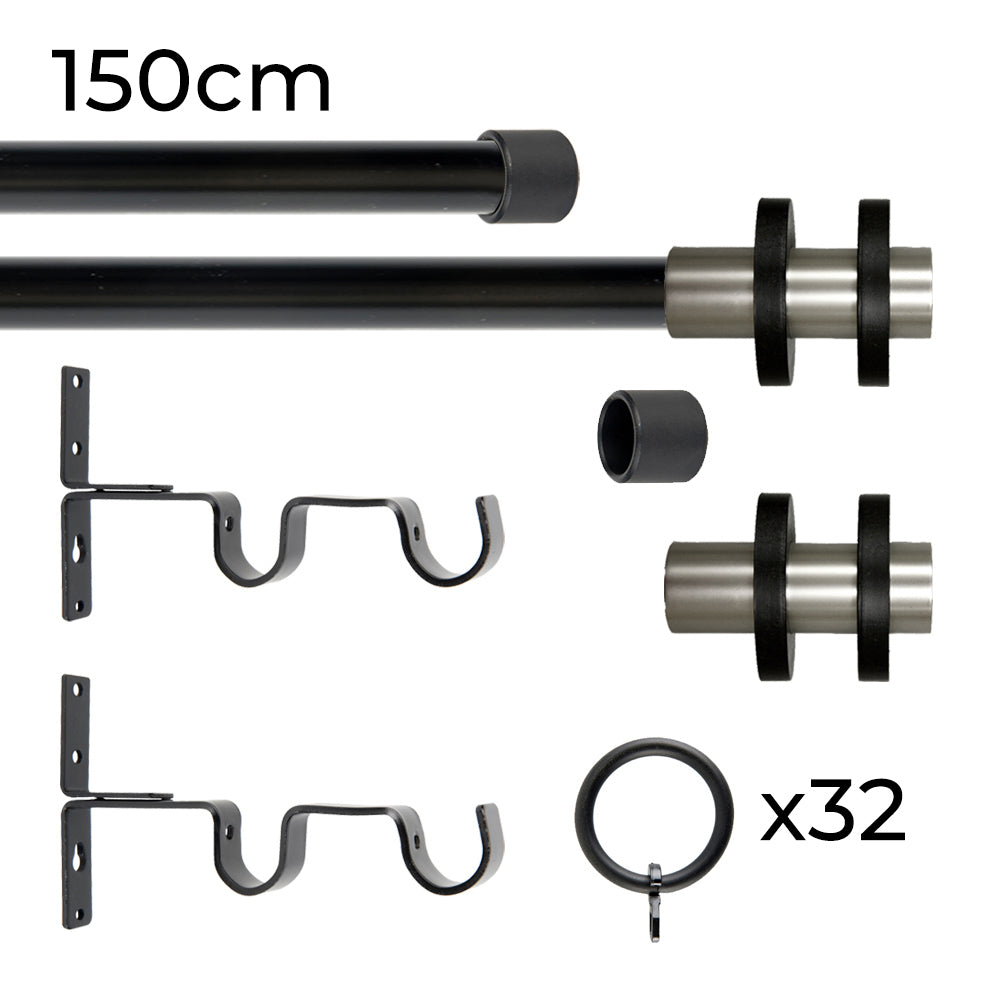 Tringle à rideau double Ø22mm Cerceaux Avec anneaux Installation au mur