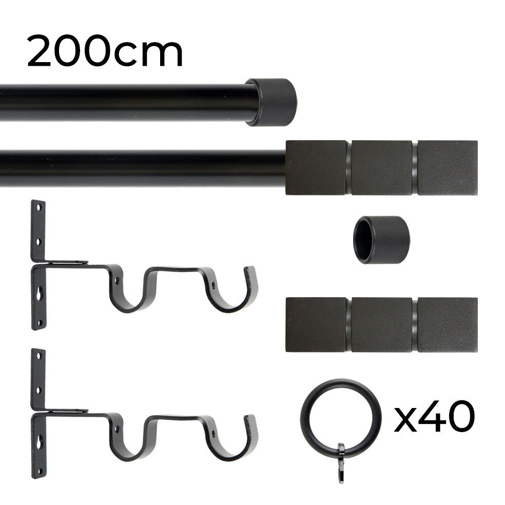 Tringle à rideau double Ø22mm Cerceaux Avec anneaux Installation au mur