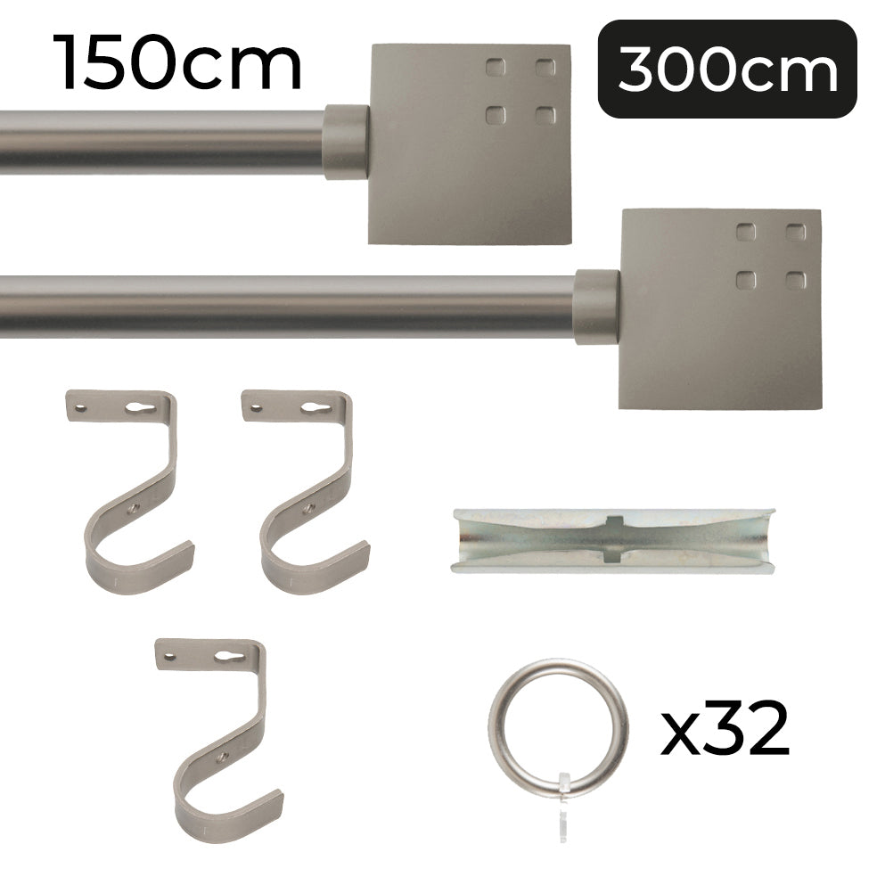 Tringle à rideau Ø22mm Carré Avec anneaux Installation au mur