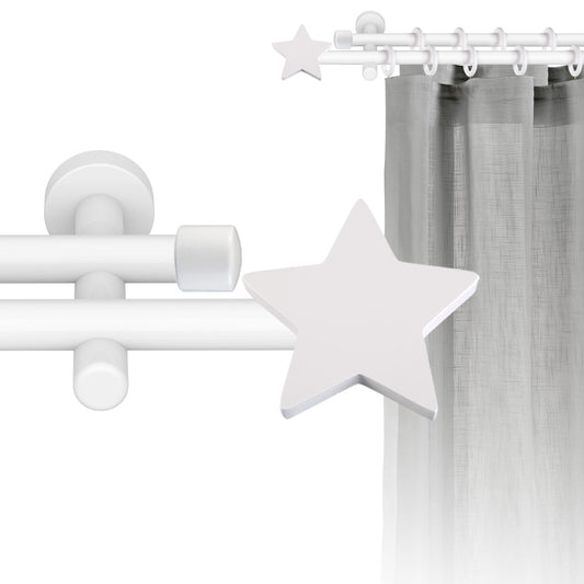 Tringle à rideau double Ø22mm Étoile Avec anneaux Installation au mur