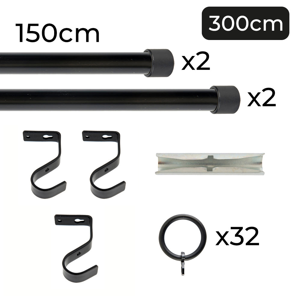Tringle à rideau Ø22mm Bouchon Avec anneaux Installation au plafond