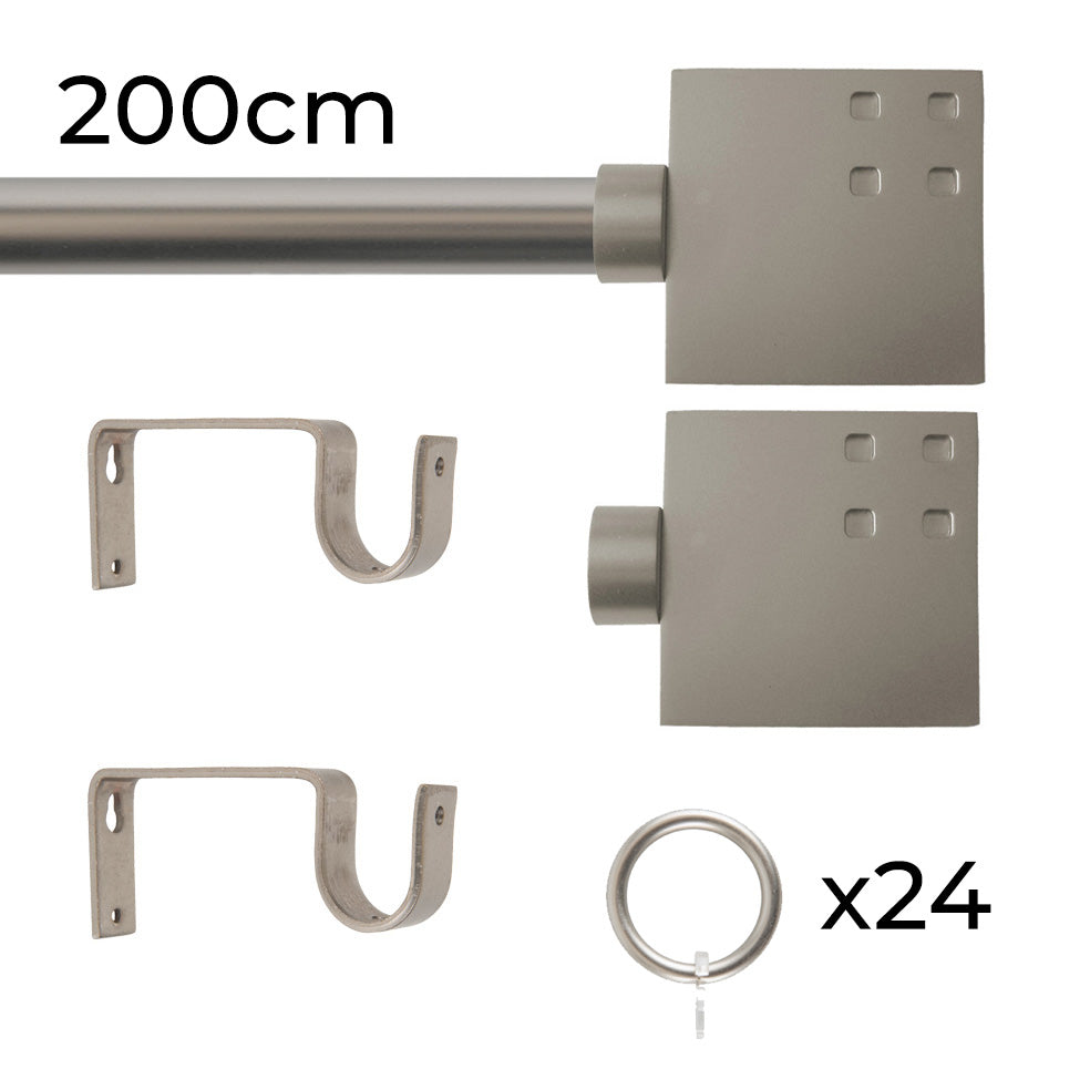 Tringle à rideau Ø22mm Carré Avec anneaux Installation au mur