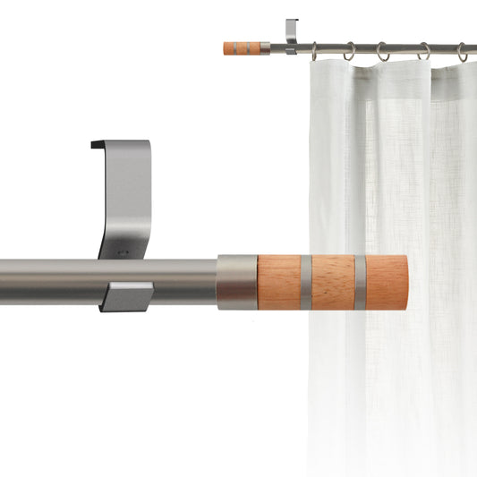 Tringle à rideau Ø22mm Couronnes Avec anneaux Installation au mur