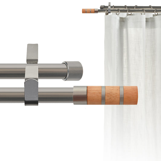 Tringle à rideau double Ø22mm Couronnes Avec anneaux Installation au mur