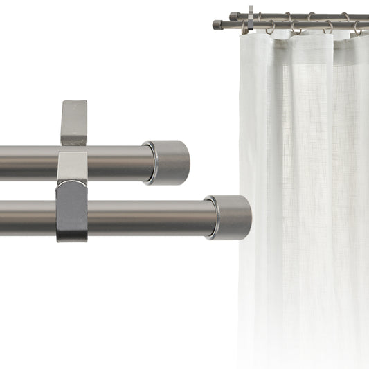 Tringle à rideau double Ø22mm Bouchon Avec anneaux Installation au mur